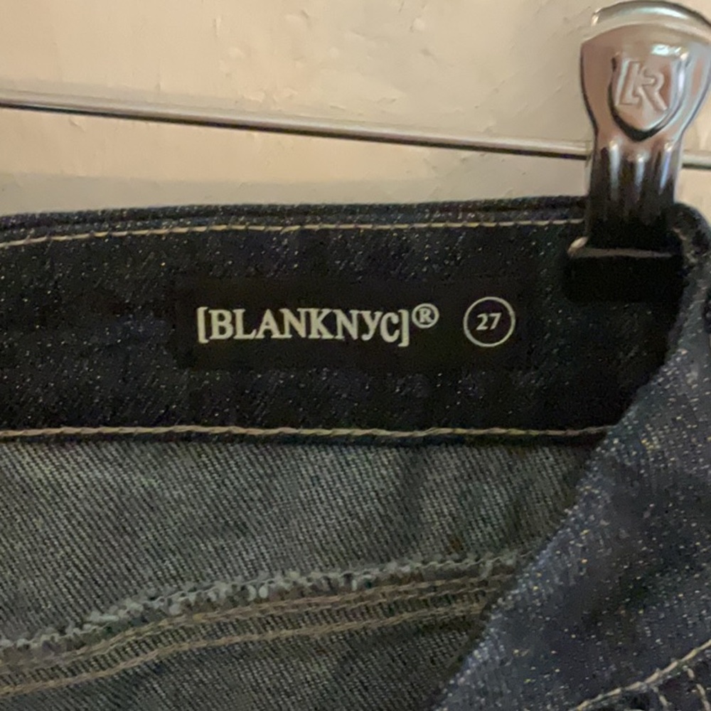 Blank NYC Metallic Weave Denim Micro Mini Skirt, Size 27, Dark Blue/Gold, NWT - Picture 6 of 8